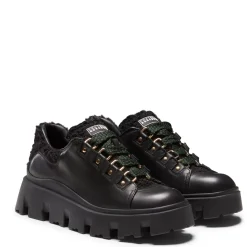 Fratelli Rossetti Black leather and fabric lace-up shoe|^ Sneakers
