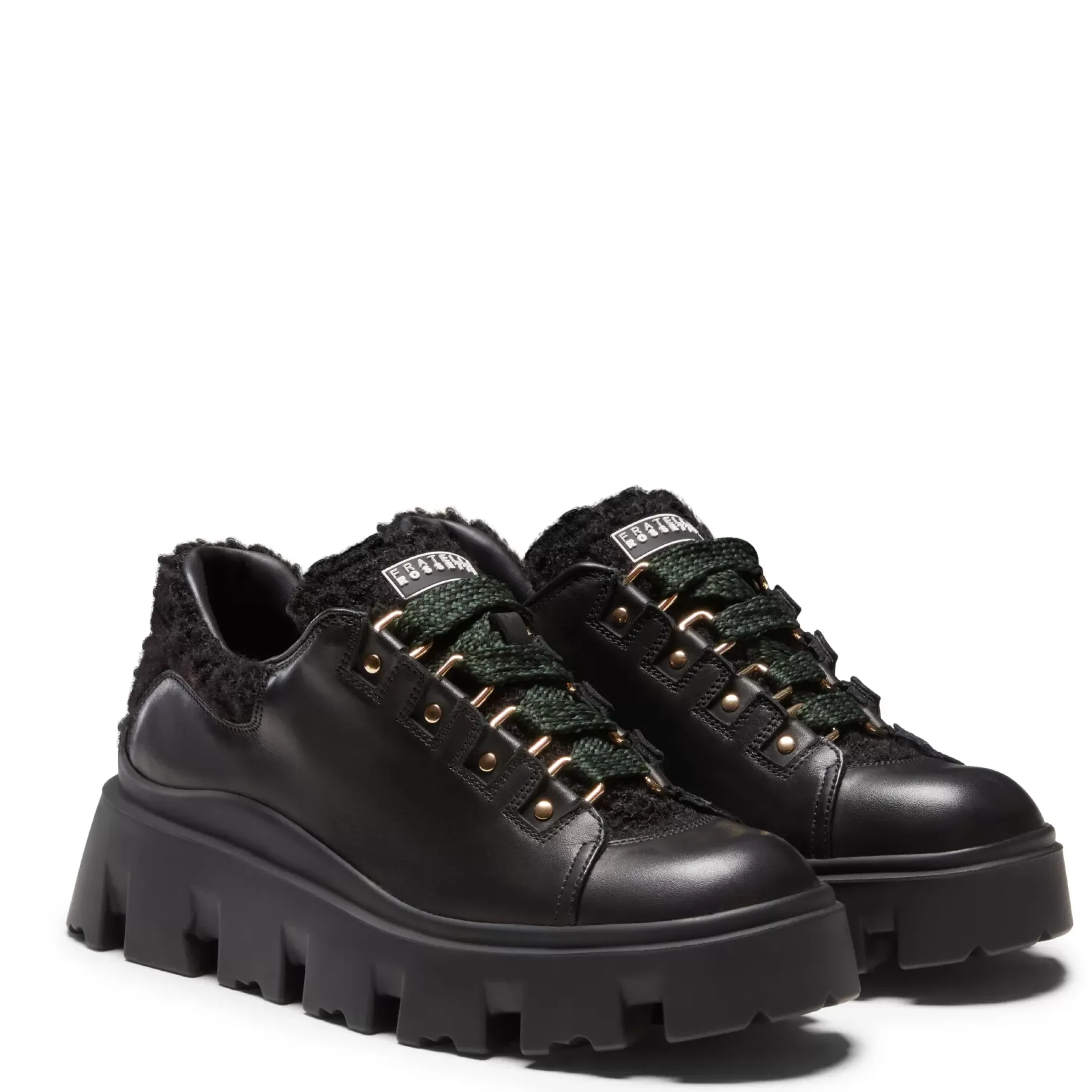 Fratelli Rossetti Black leather and fabric lace-up shoe|^ Sneakers