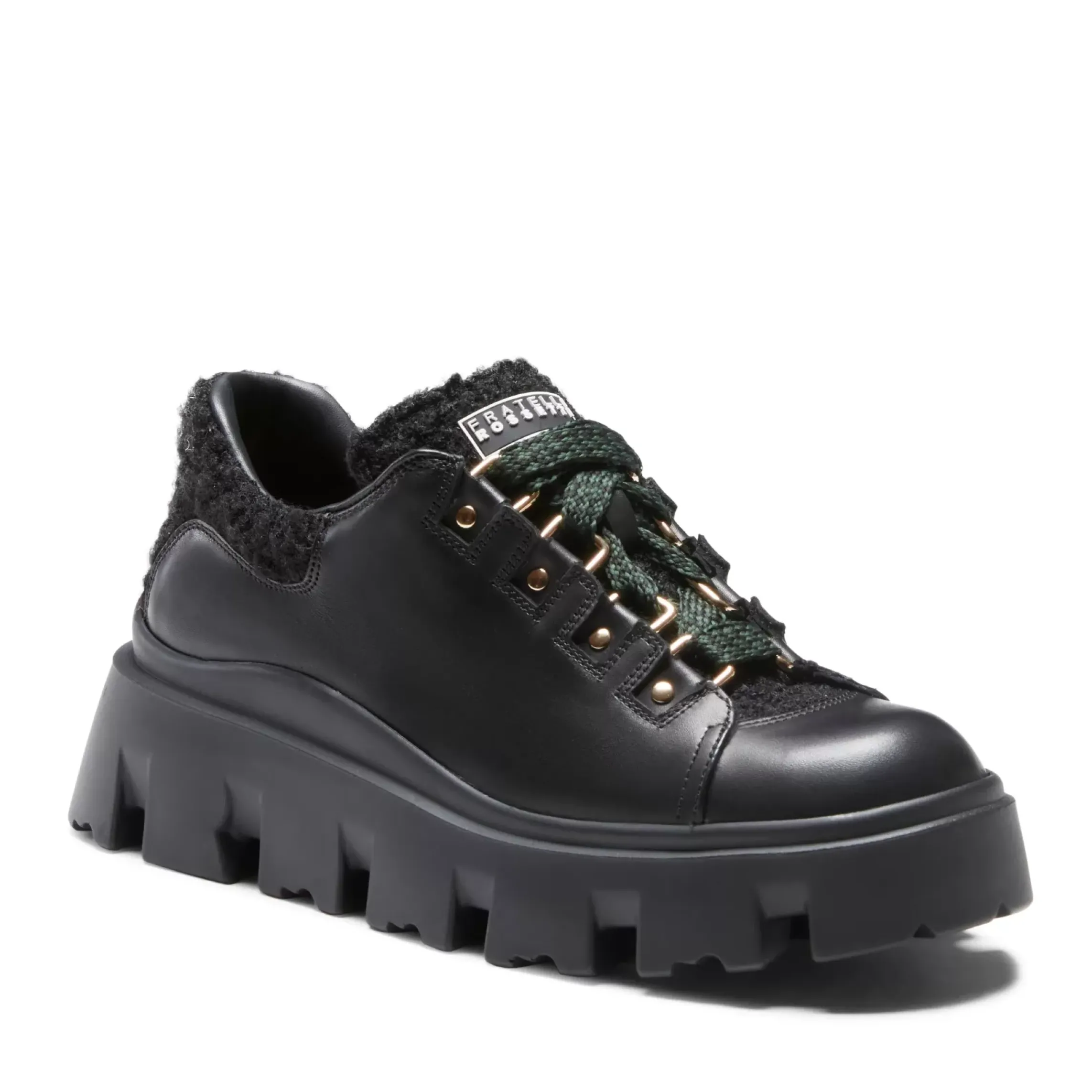 Fratelli Rossetti Black leather and fabric lace-up shoe|^ Sneakers