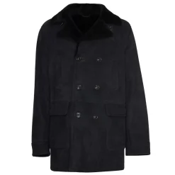Fratelli Rossetti Men’s blue shearling coat|^ Outerwear