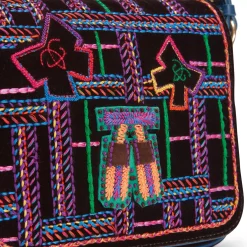 Fratelli Rossetti Mini shoulder bag in ebony-coloured embroidered velvet|^ Bags