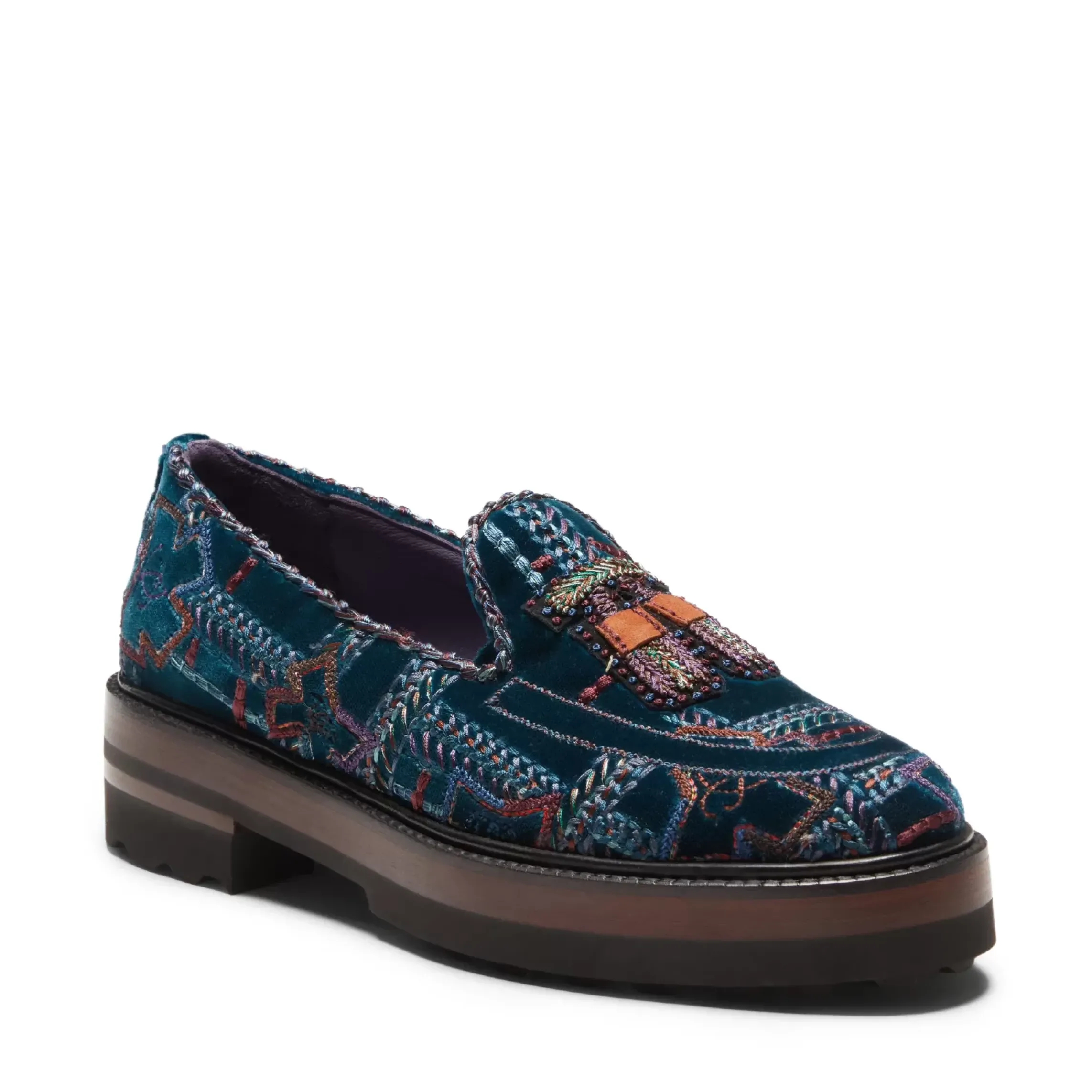 Fratelli Rossetti Special Embroidery Brera loafer in multi-coloured velvet|^ Loafers