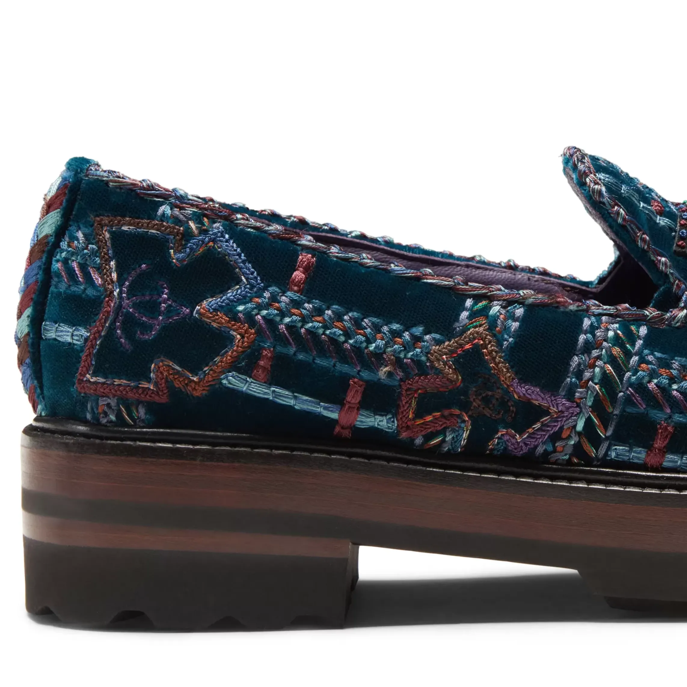 Fratelli Rossetti Special Embroidery Brera loafer in multi-coloured velvet|^ Loafers