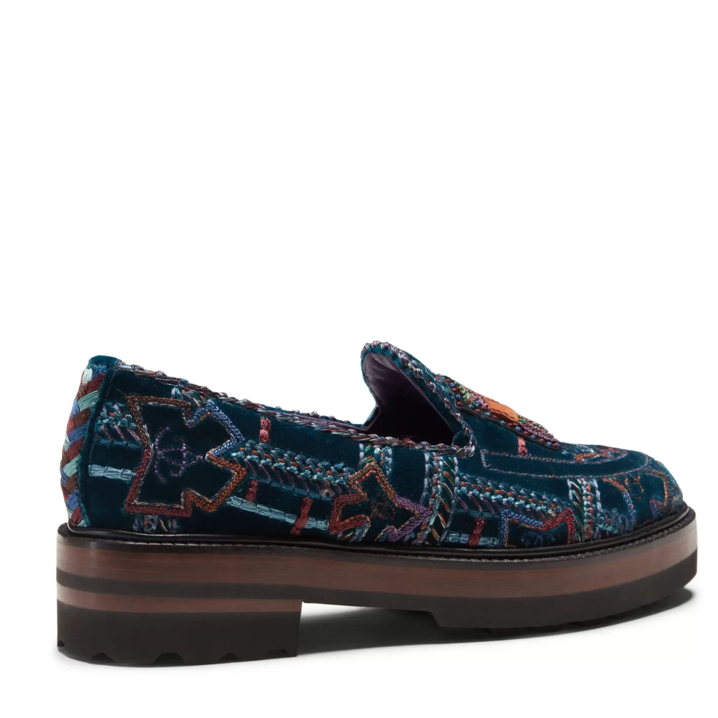 Fratelli Rossetti Special Embroidery Brera loafer in multi-coloured velvet|^ Loafers