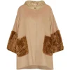 Fratelli Rossetti Women’s black cape in wool and shearling|^ Outerwear