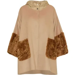 Fratelli Rossetti Women’s black cape in wool and shearling|^ Outerwear