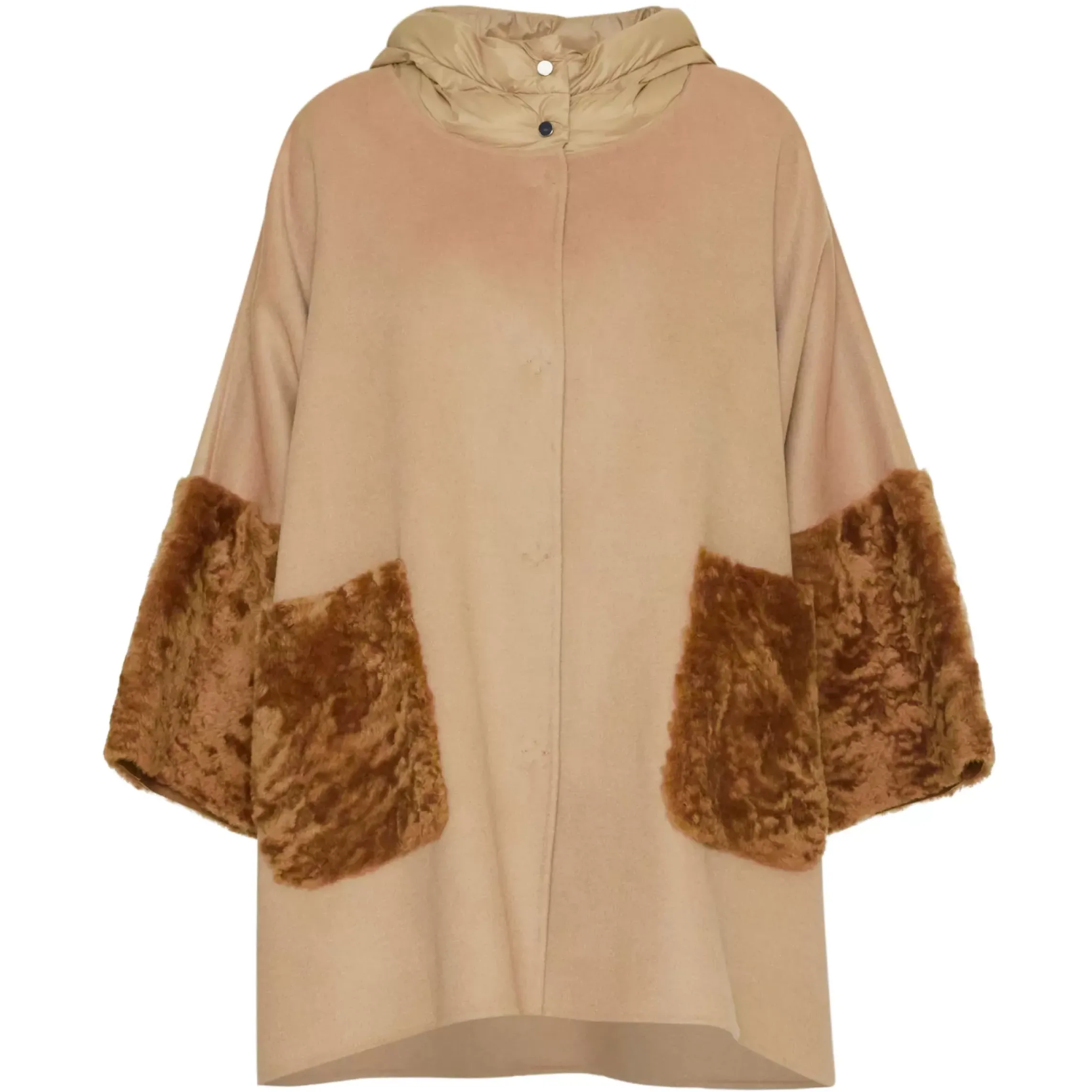 Fratelli Rossetti Women’s black cape in wool and shearling|^ Outerwear