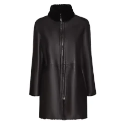 Fratelli Rossetti Women's black reversible nylon and shearling combined coat|^ Outerwear