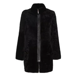 Fratelli Rossetti Women's black reversible nylon and shearling combined coat|^ Outerwear