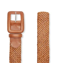 Fratelli Rossetti Women's cognac woven leather belt |^ Accessories